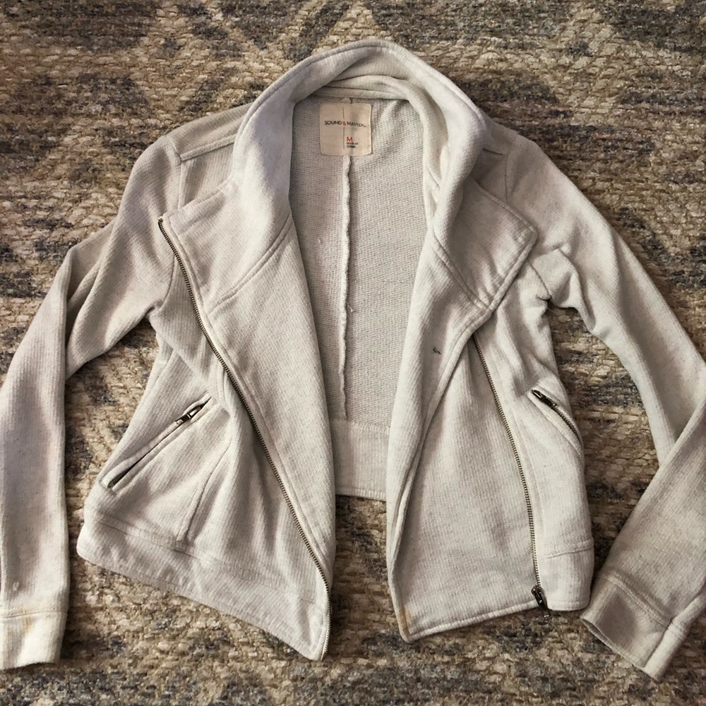Sound & Matter cotton zip up cream jacket